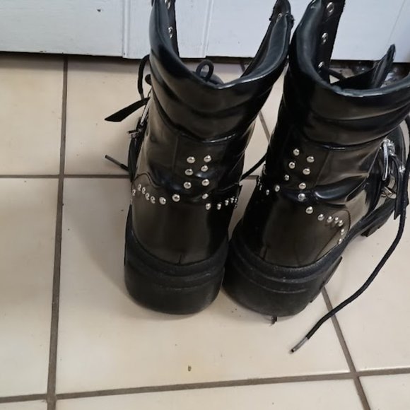 Vero Moda Black Combat Lace-Up Boots with Belt Detail - US 7 / UK 5 / EUR 38 - Picture 15 of 15